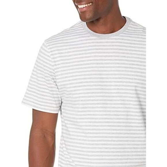 Men XS Crewneck T Shirt Tee Gray Striped Short Sleeve - Picture 4 of 5